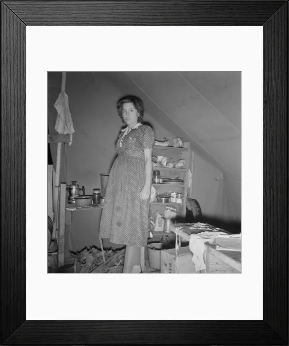 Framed Print : Young mother, aged twenty-two, has one little girl... FSA, Merrill, Klamath County, Oregon, 1939. Creator: Dorothea Lange Framed Print : Young mother, aged twenty-two, has one little girl... FSA, Merrill, Klamath County, Oregon, 1939. Creator: Dorothea Lange