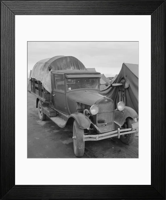 Framed Print : Truck, baby parked on front seat, Merrill, Klamath County, Oregon, 1939. Creator: Dorothea Lange Framed Print : Truck, baby parked on front seat, Merrill, Klamath County, Oregon, 1939. Creator: Dorothea Lange
