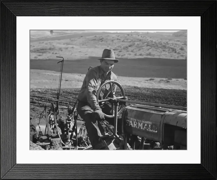 Framed Print : Young Idaho farmer plowing... Ola self-help sawmill co-op... Gem County, Idaho, 1939. Creator: Dorothea Lange Framed Print : Young Idaho farmer plowing... Ola self-help sawmill co-op... Gem County, Idaho, 1939. Creator: Dorothea Lange