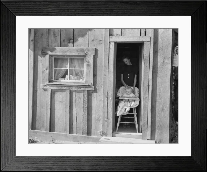Framed Print : Wife and baby of president of Ola self-help sawmill co-op... Gem County, Idaho, 1939. Creator: Dorothea Lange Framed Print : Wife and baby of president of Ola self-help sawmill co-op... Gem County, Idaho, 1939. Creator: Dorothea Lange
