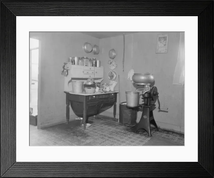 Framed Print : Corner of one-room cabin belonging to farmer... Priest River Valley, Bonner County, Idaho, 1939. Creator: Dorothea Lange Framed Print : Corner of one-room cabin belonging to farmer... Priest River Valley, Bonner County, Idaho, 1939. Creator: Dorothea Lange