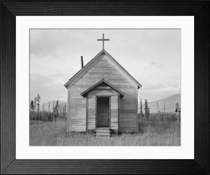Framed Print : Abandoned church in cut-over area, Boundary County, Idaho, 1939. Creator: Dorothea Lange Framed Print : Abandoned church in cut-over area, Boundary County, Idaho, 1939. Creator: Dorothea Lange
