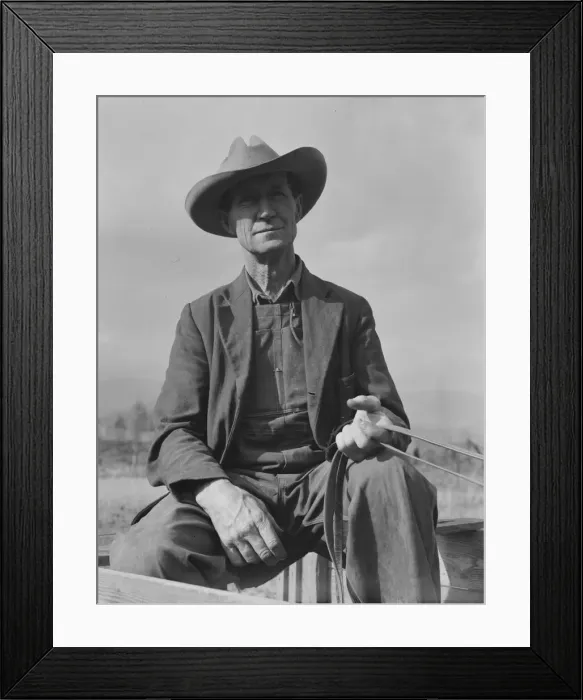 Framed Print : Ex-Nebraska farmer now a stump farmer, FSA Borrower, Bonner County, Idaho, 1939. Creator: Dorothea Lange Framed Print : Ex-Nebraska farmer now a stump farmer, FSA Borrower, Bonner County, Idaho, 1939. Creator: Dorothea Lange