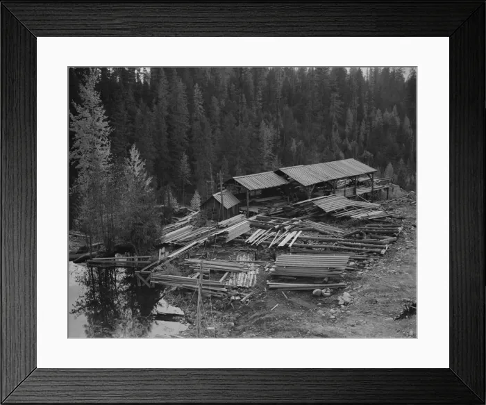 Framed Print : Small privately owned mill in the woods... Mission Creek, Boundary County, Idaho, 1939. Creator: Dorothea Lange Framed Print : Small privately owned mill in the woods... Mission Creek, Boundary County, Idaho, 1939. Creator: Dorothea Lange