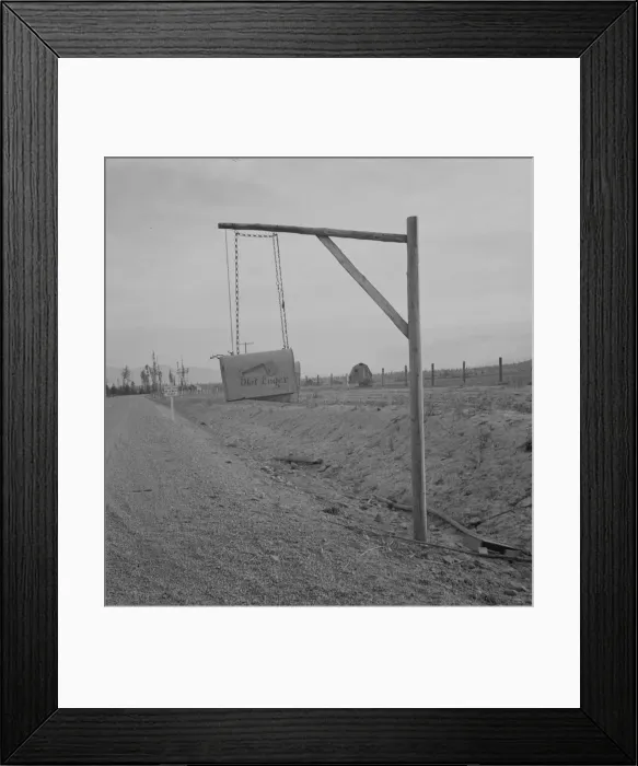 Framed Print : Swinging mail boxes in country where snow is deep in winter, Boundary County, Idaho, 1939. Creator: Dorothea Lange Framed Print : Swinging mail boxes in country where snow is deep in winter, Boundary County, Idaho, 1939. Creator: Dorothea Lange