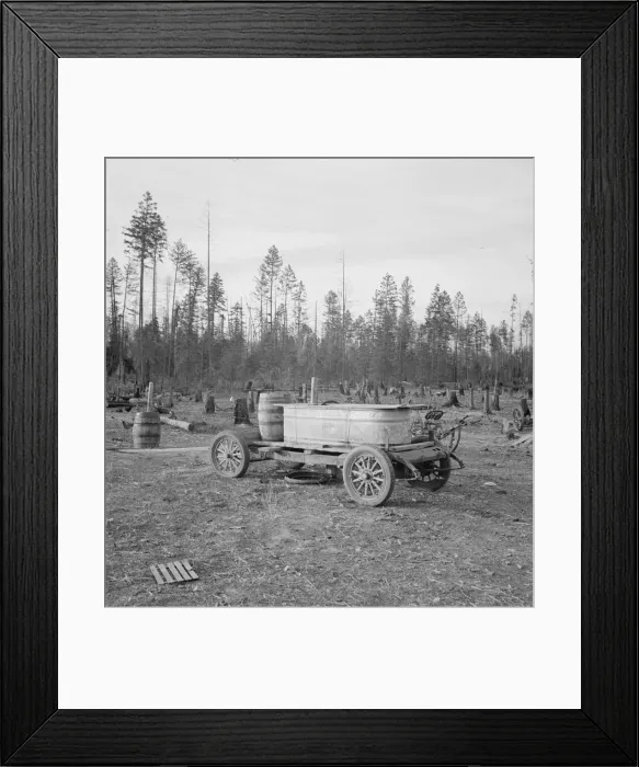 Framed Print : Possibly: Improved water tank on stump ranch, Boundary County, Idaho, 1939. Creator: Dorothea Lange Framed Print : Possibly: Improved water tank on stump ranch, Boundary County, Idaho, 1939. Creator: Dorothea Lange