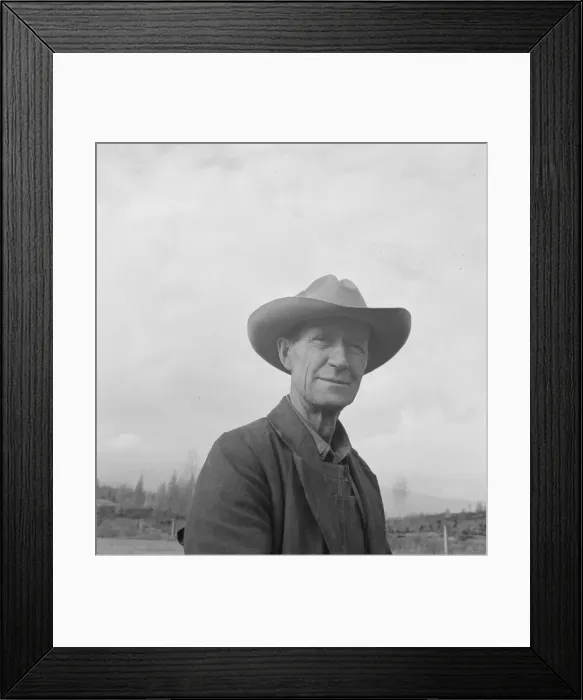 Framed Print : Farmer from Nebraska now developing eighty-acre stump farm, Bonner County, Idaho, 1939. Creator: Dorothea Lange Framed Print : Farmer from Nebraska now developing eighty-acre stump farm, Bonner County, Idaho, 1939. Creator: Dorothea Lange