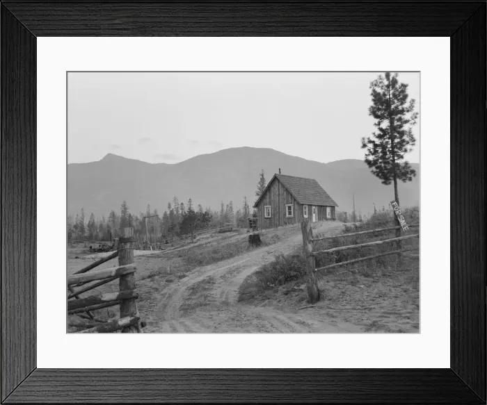 Framed Print : Farm for sale, Boundary County, Idaho, 1939. Creator: Dorothea Lange Framed Print : Farm for sale, Boundary County, Idaho, 1939. Creator: Dorothea Lange