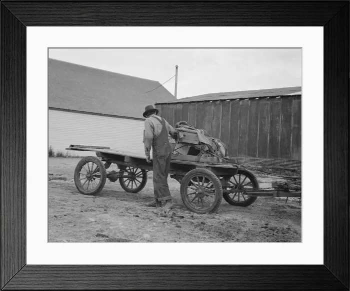 Framed Print : Stump farmers wagon, Bonners Ferry, Idaho, 1939. Creator: Dorothea Lange Framed Print : Stump farmers wagon, Bonners Ferry, Idaho, 1939. Creator: Dorothea Lange