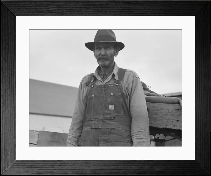 Framed Print : Stump farmer comes to town on a Saturday morning to bring in cream... Bonners Ferry, Idaho, 1939. Creator: Dorothea Lange Framed Print : Stump farmer comes to town on a Saturday morning to bring in cream... Bonners Ferry, Idaho, 1939. Creator: Dorothea Lange
