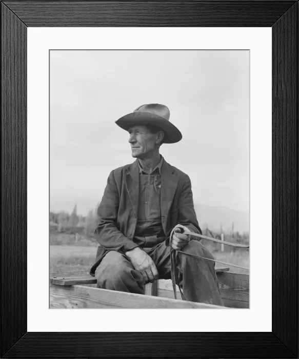 Framed Print : Ex-Nebraska farmer now developing farm out of the stumps, Bonner County, Idaho, 1939. Creator: Dorothea Lange Framed Print : Ex-Nebraska farmer now developing farm out of the stumps, Bonner County, Idaho, 1939. Creator: Dorothea Lange