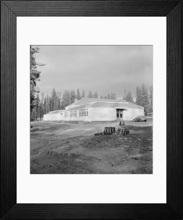 Framed Print : School in model company lumber town, Gilchrist, Oregon, 1939. Creator: Dorothea Lange Framed Print : School in model company lumber town, Gilchrist, Oregon, 1939. Creator: Dorothea Lange