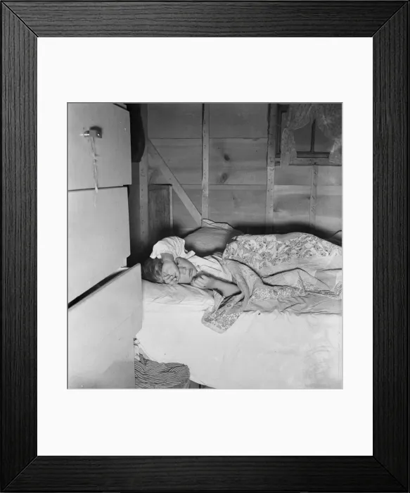 Framed Print : Sick child of young couple who migrated to Oregon... Merrill, Klamath County, Oregon, 1939. Creator: Dorothea Lange Framed Print : Sick child of young couple who migrated to Oregon... Merrill, Klamath County, Oregon, 1939. Creator: Dorothea Lange