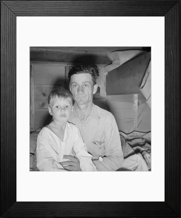 Framed Print : He brought his family to the west in a homemade trailer... Merrill, Klamath County, Oregon, 1939. Creator: Dorothea Lange Framed Print : He brought his family to the west in a homemade trailer... Merrill, Klamath County, Oregon, 1939. Creator: Dorothea Lange