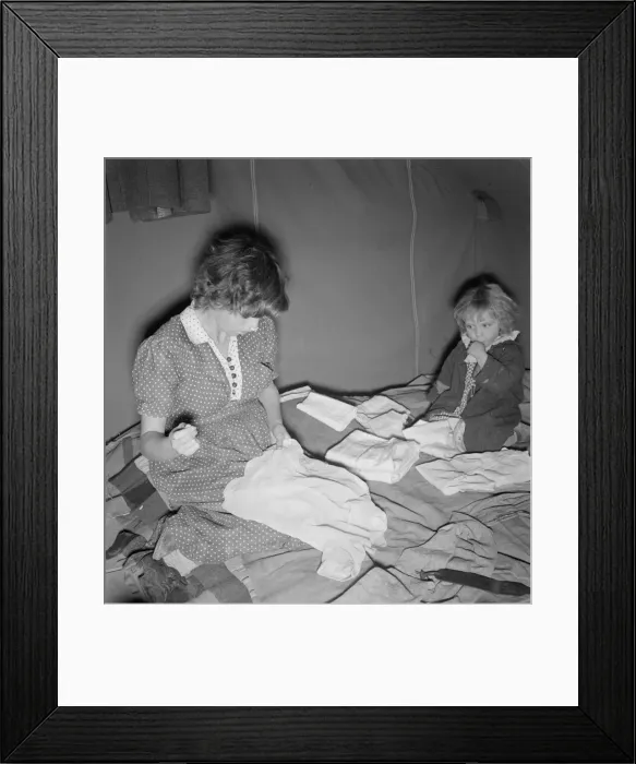 Framed Print : Baby clothes, FSA mobile camp unit, Merrill, Klamath County, Oregon, 1939. Creator: Dorothea Lange Framed Print : Baby clothes, FSA mobile camp unit, Merrill, Klamath County, Oregon, 1939. Creator: Dorothea Lange