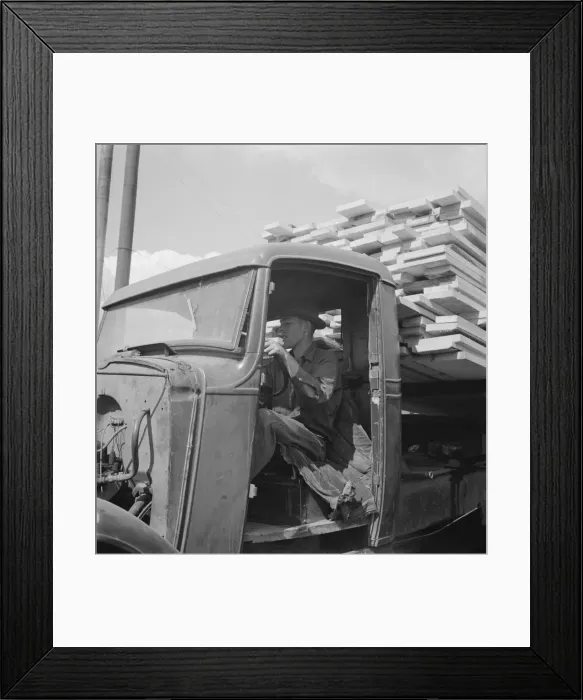 Framed Print : Sawn lumber leaving the mill by truck, Keno, Klamath County, Oregon, 1939. Creator: Dorothea Lange Framed Print : Sawn lumber leaving the mill by truck, Keno, Klamath County, Oregon, 1939. Creator: Dorothea Lange