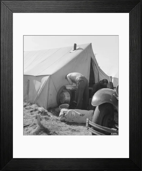 Framed Print : Living conditions for migrant potato pickers, Tulelake, Siskiyou County, California, 1939. Creator: Dorothea Lange Framed Print : Living conditions for migrant potato pickers, Tulelake, Siskiyou County, California, 1939. Creator: Dorothea Lange