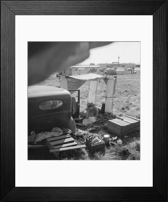 Framed Print : Living conditions for migrant potato pickers, Tulelake, Siskiyou County, California, 1939. Creator: Dorothea Lange Framed Print : Living conditions for migrant potato pickers, Tulelake, Siskiyou County, California, 1939. Creator: Dorothea Lange
