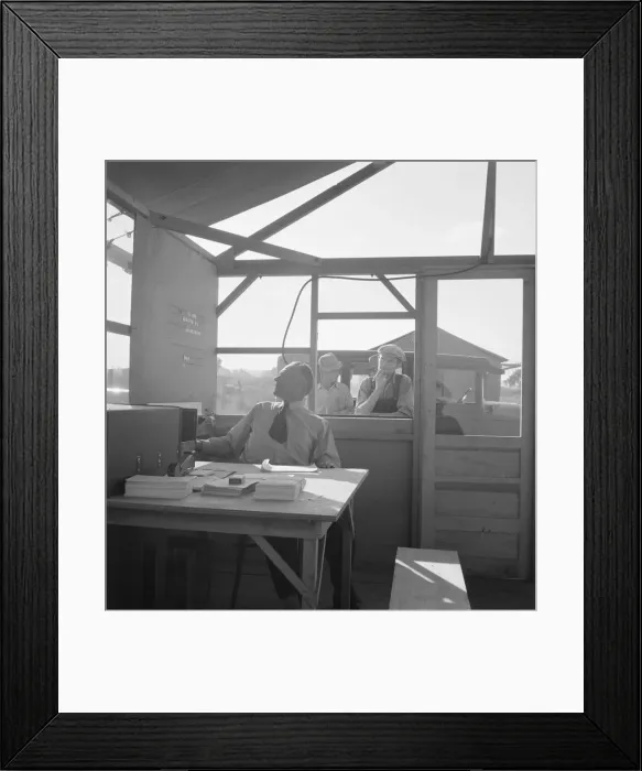 Framed Print : Manager of mobile unit (FSA), on day camp opened... Merrill, Klamath County, Oregon, 1939. Creator: Dorothea Lange Framed Print : Manager of mobile unit (FSA), on day camp opened... Merrill, Klamath County, Oregon, 1939. Creator: Dorothea Lange