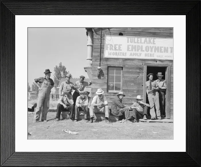 Framed Print : California State Employment Service office, Tulelake, Siskiyou County, California, 1939. Creator: Dorothea Lange Framed Print : California State Employment Service office, Tulelake, Siskiyou County, California, 1939. Creator: Dorothea Lange