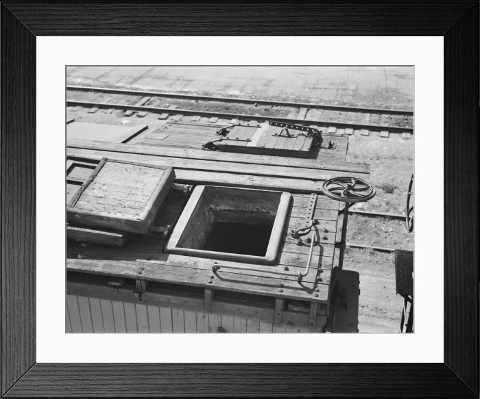 Framed Print : Freight car at potato shed, Tulelake, Siskiyou County, California, 1939. Creator: Dorothea Lange Framed Print : Freight car at potato shed, Tulelake, Siskiyou County, California, 1939. Creator: Dorothea Lange