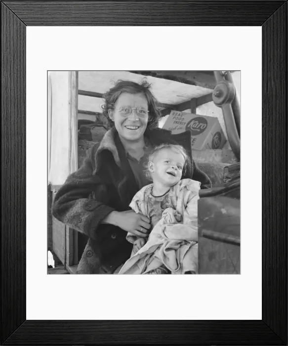 Framed Print : Mother and baby of family on the road, Tulelake, Siskiyou County, California, 1939. Creator: Dorothea Lange Framed Print : Mother and baby of family on the road, Tulelake, Siskiyou County, California, 1939. Creator: Dorothea Lange