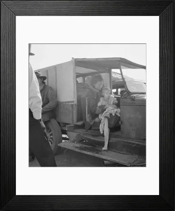 Framed Print : Mother and baby of family on the road, Tulelake, Siskiyou County, California, 1939. Creator: Dorothea Lange Framed Print : Mother and baby of family on the road, Tulelake, Siskiyou County, California, 1939. Creator: Dorothea Lange