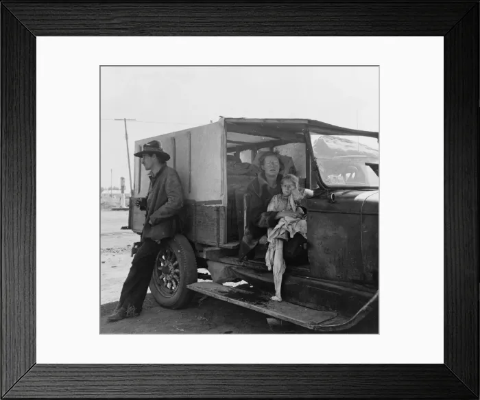 Framed Print : Family, one month from South Dakota, now on the road... Tulelake, Siskiyou County, California, 1939 Creator: Dorothea Lange Framed Print : Family, one month from South Dakota, now on the road... Tulelake, Siskiyou County, California, 1939 Creator: Dorothea Lange