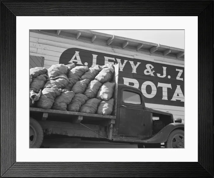 Framed Print : Potato shed during season, across the road... Tulelake, Siskiyou County, California, 1939 Creator: Dorothea Lange Framed Print : Potato shed during season, across the road... Tulelake, Siskiyou County, California, 1939 Creator: Dorothea Lange