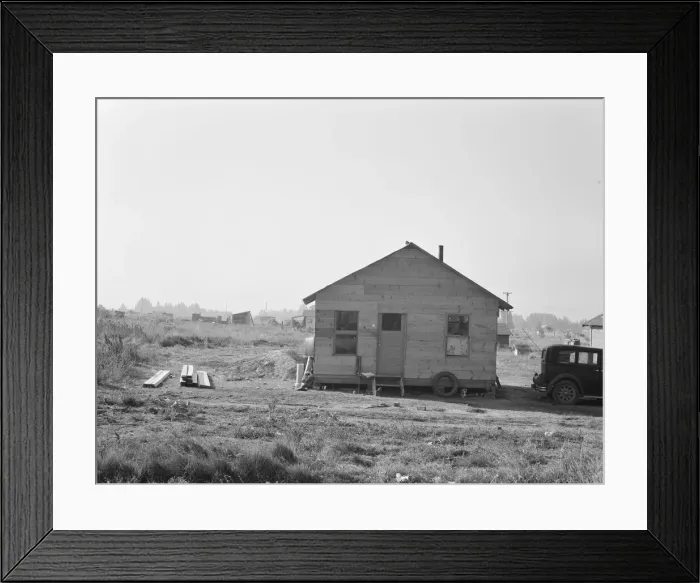 Framed Print : Rural shack community on outskirts of town... near Klamath Falls, Oregon, 1939. Creator: Dorothea Lange Framed Print : Rural shack community on outskirts of town... near Klamath Falls, Oregon, 1939. Creator: Dorothea Lange