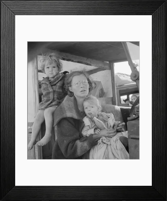 Framed Print : Mother and two children on the road, Tulelake, Siskiyou County, California, 1939. Creator: Dorothea Lange Framed Print : Mother and two children on the road, Tulelake, Siskiyou County, California, 1939. Creator: Dorothea Lange