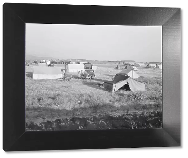 Families camped on flat before season opens waiting... near Merrill, Klamath County, Oregon, 1939. Creator: Dorothea Lange
