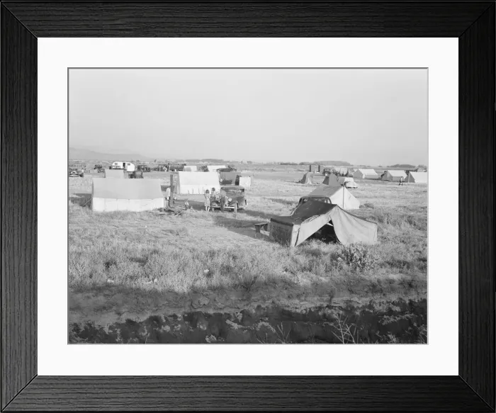 Framed Print : Families camped on flat before season opens waiting... near Merrill, Klamath County, Oregon, 1939. Creator: Dorothea Lange Framed Print : Families camped on flat before season opens waiting... near Merrill, Klamath County, Oregon, 1939. Creator: Dorothea Lange