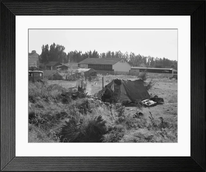 Framed Print : One of the forty potato camps in open field... Malin, Klamath County, Oregon, 1939. Creator: Dorothea Lange Framed Print : One of the forty potato camps in open field... Malin, Klamath County, Oregon, 1939. Creator: Dorothea Lange