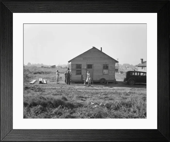 Framed Print : Mother and two children, husband, his brother and brother s... near Klamath Falls, Oregon, 1939. Creator: Dorothea Lange Framed Print : Mother and two children, husband, his brother and brother s... near Klamath Falls, Oregon, 1939. Creator: Dorothea Lange