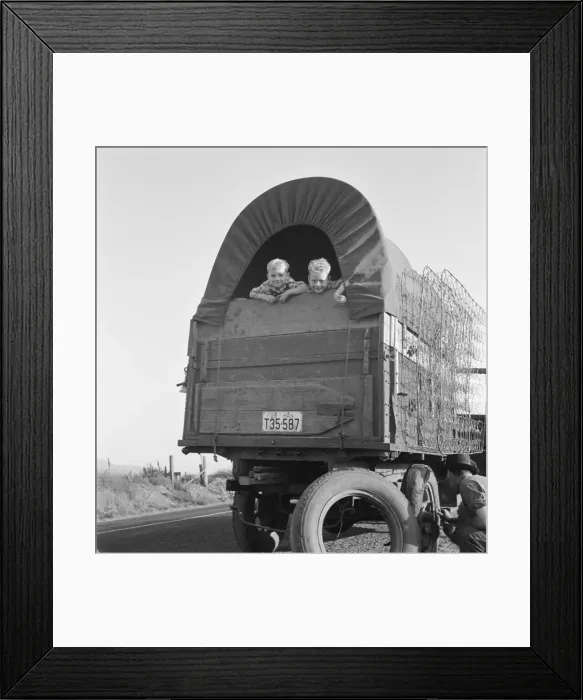 Framed Print : Just arrived from Kansas, on highway going to potato... near Merrill, Klamath County, Oregon, 1939. Creator: Dorothea Lange