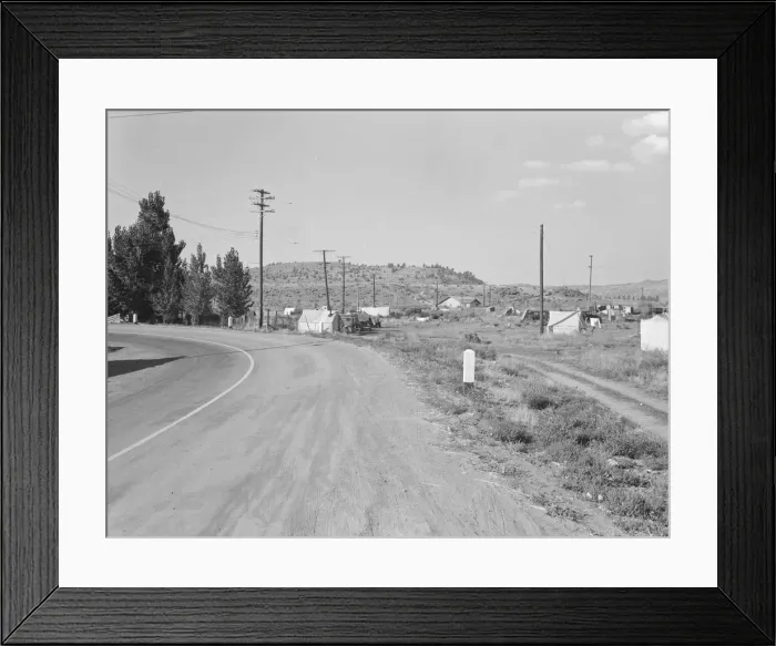 Framed Print : Squatter camp before season opens, Malin, Klamath County, Oregon, 1939. Creator: Dorothea Lange Framed Print : Squatter camp before season opens, Malin, Klamath County, Oregon, 1939. Creator: Dorothea Lange