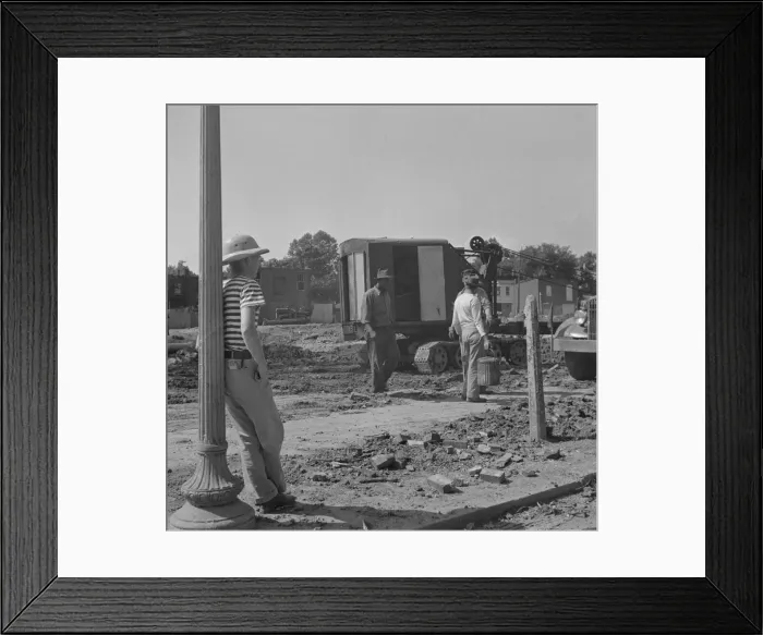 Framed Print : Preparing the ground for the construction of emergency buildings... Washington, D.C, 1942. Creator: Gordon Parks Framed Print : Preparing the ground for the construction of emergency buildings... Washington, D.C, 1942. Creator: Gordon Parks