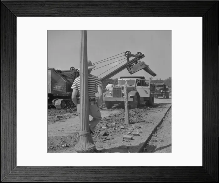 Framed Print : Preparing the ground for the construction of emergency buildings... Washington, D.C, 1942. Creator: Gordon Parks Framed Print : Preparing the ground for the construction of emergency buildings... Washington, D.C, 1942. Creator: Gordon Parks