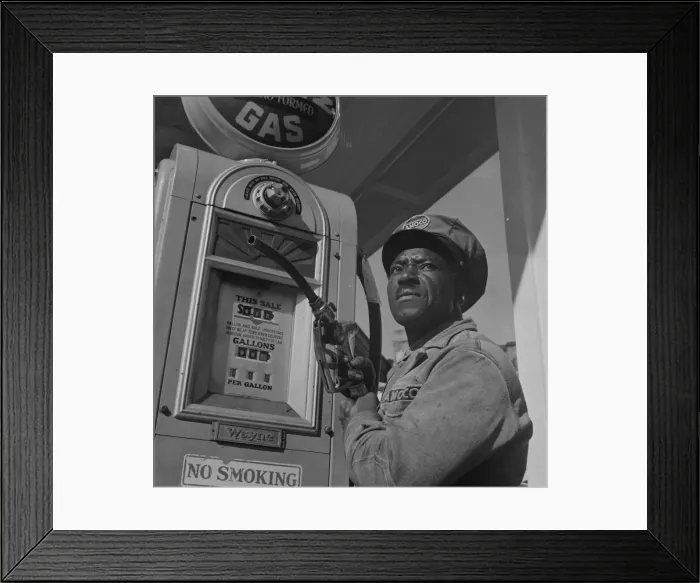 Framed Print : Negro mechanic for the Amoco oil company, Washington, D. C. 1942. Creator: Gordon Parks Framed Print : Negro mechanic for the Amoco oil company, Washington, D. C. 1942. Creator: Gordon Parks