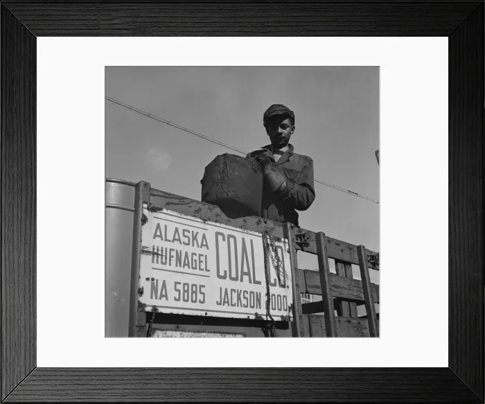 Framed Print : Possibly: Negro coal hauler for the Alaska Hufnagel Coal Company, Washington, D. C. 1942. Creator: Gordon Parks Framed Print : Possibly: Negro coal hauler for the Alaska Hufnagel Coal Company, Washington, D. C. 1942. Creator: Gordon Parks
