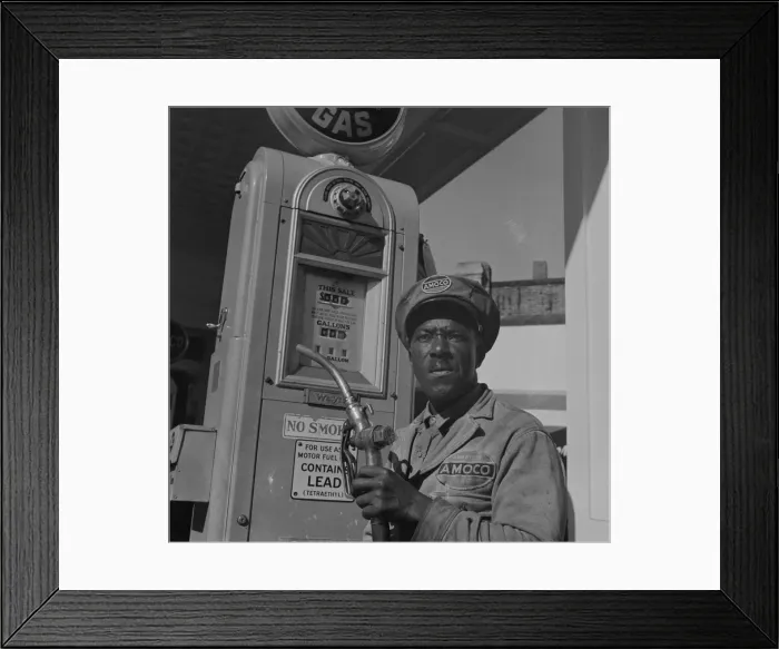 Framed Print : Possibly: Negro mechanic for the Amoco oil company, Washington, D. C. 1942. Creator: Gordon Parks Framed Print : Possibly: Negro mechanic for the Amoco oil company, Washington, D. C. 1942. Creator: Gordon Parks