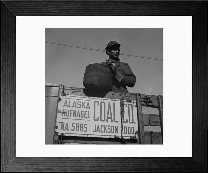Framed Print : Negro coal hauler for the Alaska Hufnagel Coal Company, Washington, D. C. 1942. Creator: Gordon Parks Framed Print : Negro coal hauler for the Alaska Hufnagel Coal Company, Washington, D. C. 1942. Creator: Gordon Parks