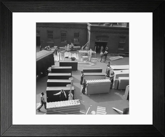 Framed Print : United States government workers and carpenters making crates for steel... Washington, D.C. 1942. Creator: Gordon Parks Framed Print : United States government workers and carpenters making crates for steel... Washington, D.C. 1942. Creator: Gordon Parks
