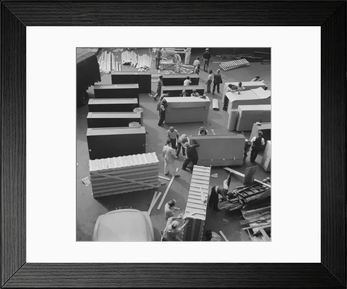 Framed Print : United States government workers and carpenters making crates for steel... Washington, D.C. 1942. Creator: Gordon Parks Framed Print : United States government workers and carpenters making crates for steel... Washington, D.C. 1942. Creator: Gordon Parks