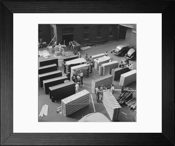 Framed Print : Possibly: United States government workers and carpenters making crates... Washington, D.C. 1942. Creator: Gordon Parks Framed Print : Possibly: United States government workers and carpenters making crates... Washington, D.C. 1942. Creator: Gordon Parks