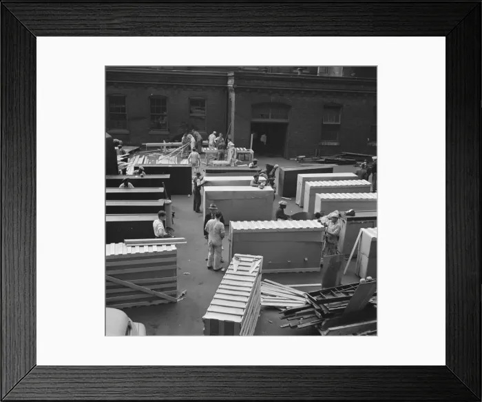 Framed Print : Possibly: United States government workers and carpenters making crates... Washington, D.C. 1942. Creator: Gordon Parks Framed Print : Possibly: United States government workers and carpenters making crates... Washington, D.C. 1942. Creator: Gordon Parks
