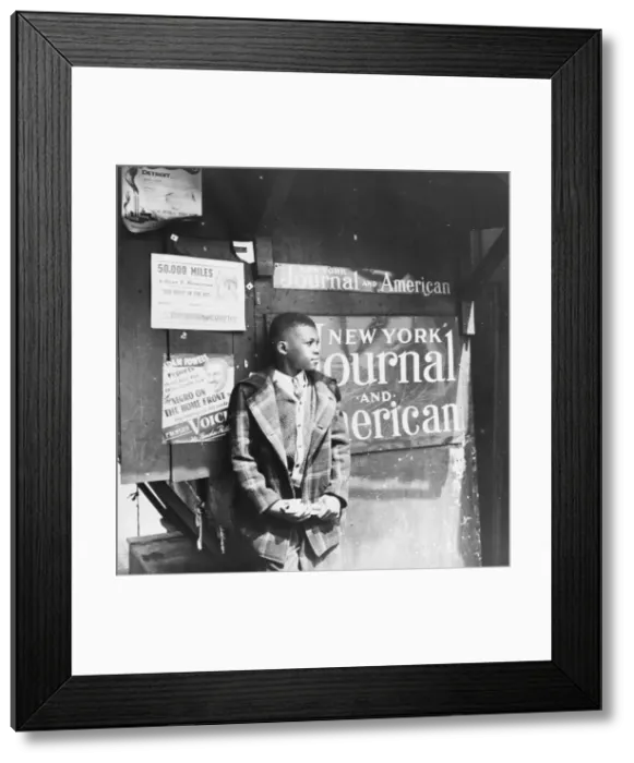 Framed Print : Harlem newsboy, New York, 1943. Creator: Gordon Parks Framed Print : Harlem newsboy, New York, 1943. Creator: Gordon Parks