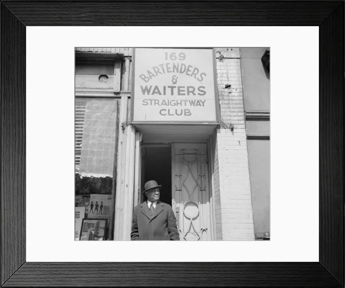 Framed Print : Bartenders and waiters club entrance in the Harlem area, New York, 1943. Creator: Gordon Parks Framed Print : Bartenders and waiters club entrance in the Harlem area, New York, 1943. Creator: Gordon Parks