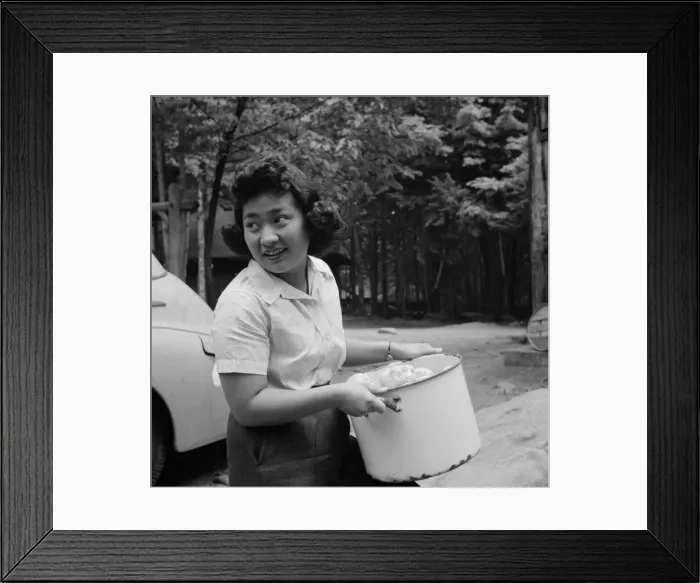 Framed Print : Miss Sumi Yumaguchi, Japanese dietican, Camp Ellen Marvin, Arden, New York, 1943. Creator: Gordon Parks Framed Print : Miss Sumi Yumaguchi, Japanese dietican, Camp Ellen Marvin, Arden, New York, 1943. Creator: Gordon Parks